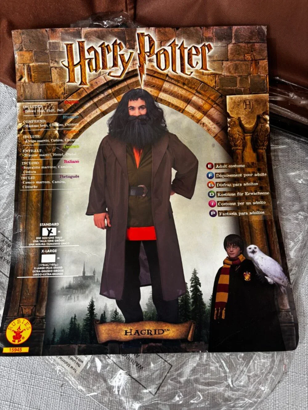Harry Potter Hagrid Adult Costume Rubies Standard Size NWT NOS